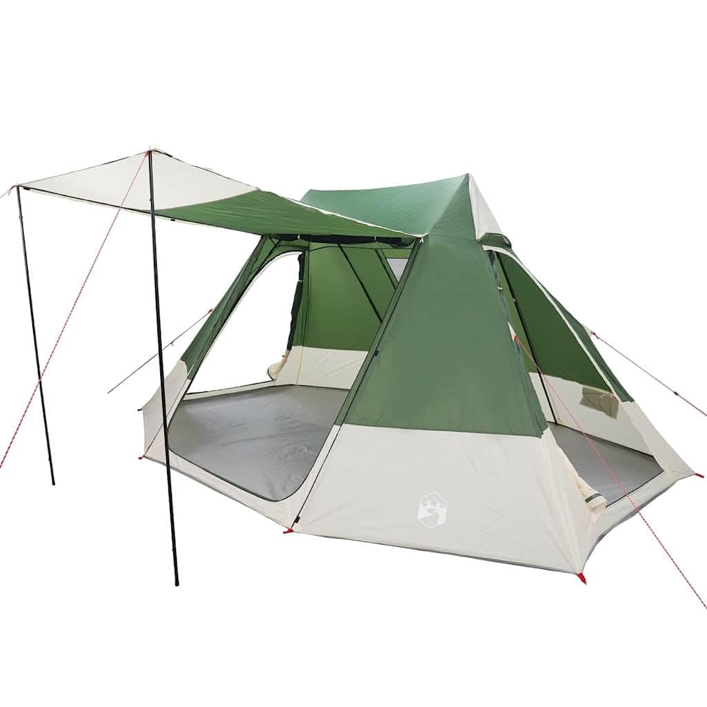 Przestronny namiot kempingowy dla 10 osób, zielony, 482 x 360 x 227 cm, TAFT, wodoszczelny, z portem E i zawieszką świetlną, idealny na przygody na świeżym powietrzu, rodzinny kemping i do ogrodu