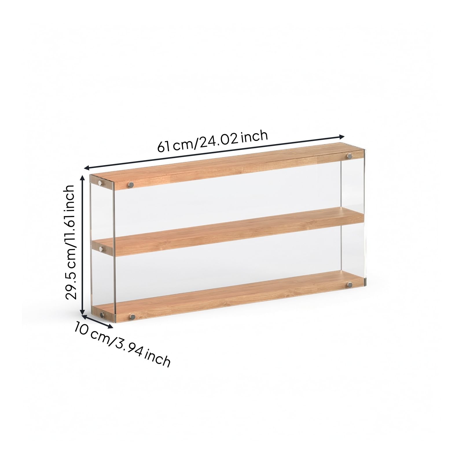 Gralara Scatola Espositiva in Acrilico con Ripiani Antipolvere Scatola Portaoggetti in Acrilico Moderno Contenitore Espositivo per Collezionisti, Ufficio , 60CM , 2 Livelli