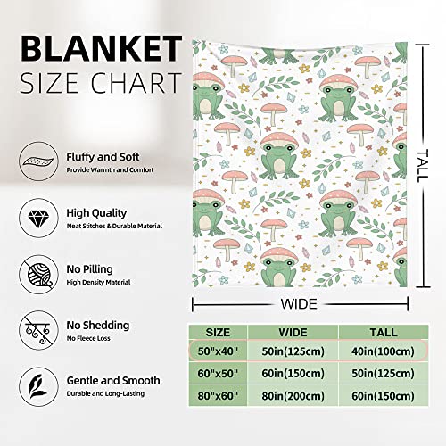 Frog Blanket Mushroom Gifts For Women, Cozy Fleece Soft Mushroom Throw Blanket 50" X 40", Mushroom Frog Quilt Bedding For Kids Toddler Adults, Cartoon Frog Mushroom Blanket For Couch Bed #TOP1