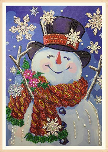 Diamond Painting DIY 5D Special Shape Rhinestones, ABEUTY Snowman with a Hat Christmas, Partial Drill Crystal Diamond Art Kits
