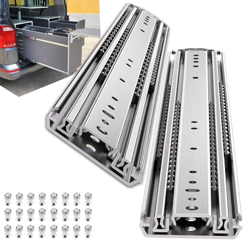 SLIDEWAY 500Lbs Heavy Duty Drawer Slides 1 Pair 16 18 20 22 26 30 40 Inch Full Extension Ball Bearing Sliding Rails Cabinet Runners Tracks Tool Box Glides (76mm Wide)-16