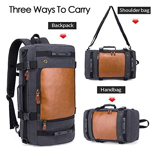 KAKA Backpack Fashion Unisex Travel Backpack Convertible Carry-On Bag Flight Approved Weekender Duffle Backpack Canvas Shoulder Bag Rucksack fit 15.6