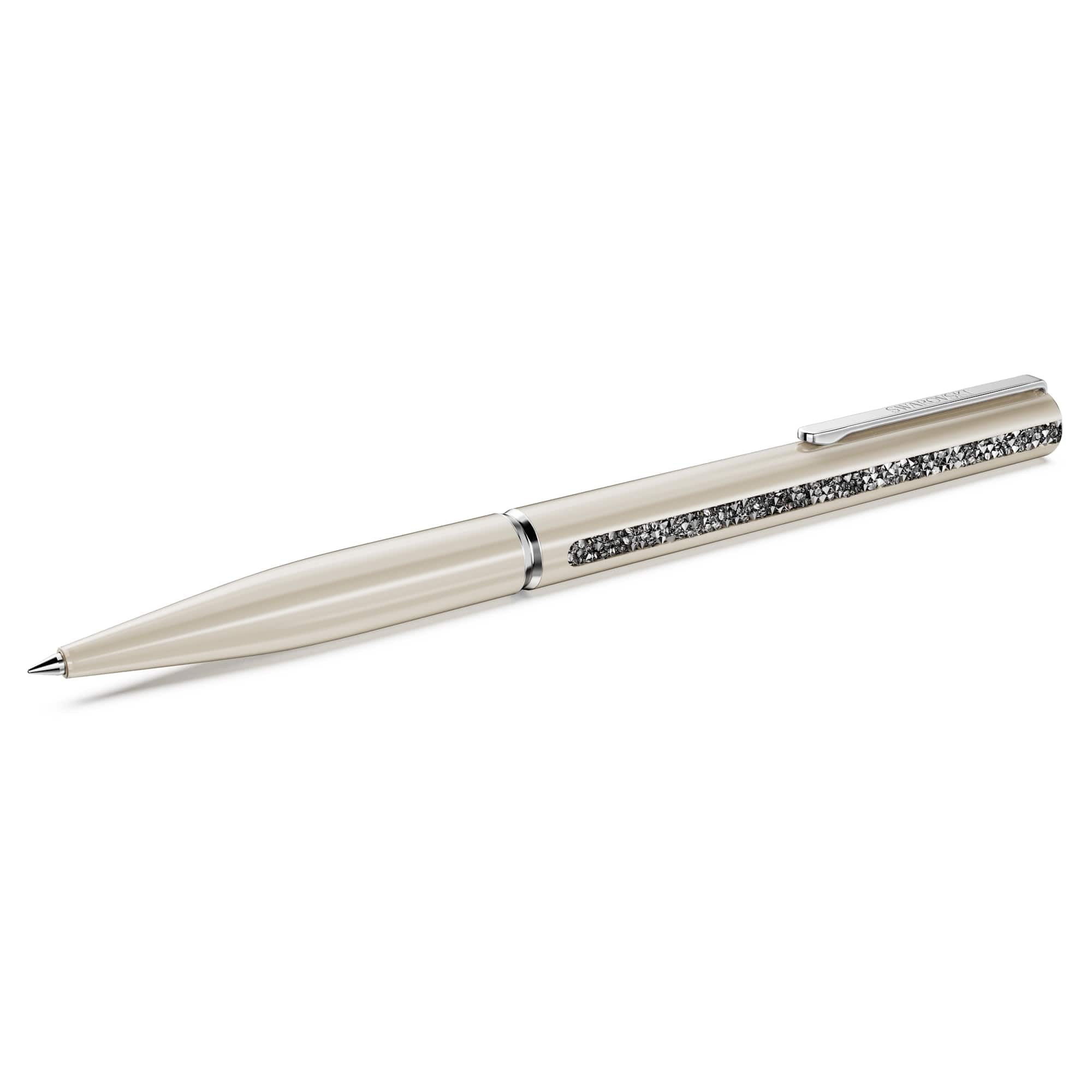 Swarovski Shimmer Ballpoint Pen, Beige Lacquered Finish with Clear Crystals and Chrome-Finished Accents, Part of the Swarovski Shimmer Collection