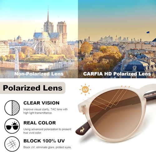 Miniatura 6 de Carfia Gafas De Sol Para Mujer Vintage,Circulares Gafas Polarizadas Mujer,100 Protección Uv