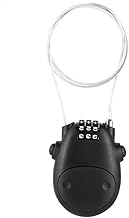 Fechadura de carrinho, cadeado de bloqueio de combinação de cabo com código numérico de 3 dígitos, cabo extensível de 80 cm, forma de novilha, cadeado de segurança personalizado para mala de viagem portátil (preto)