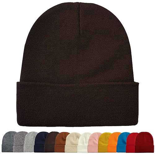 Image of ZOORON 1&2 Packs Beanie for Men Women Men's Beanie Hat Acrylic Knit Cuff Beanie Cap Slouchy Knit Skull Cap Warm Winter hat