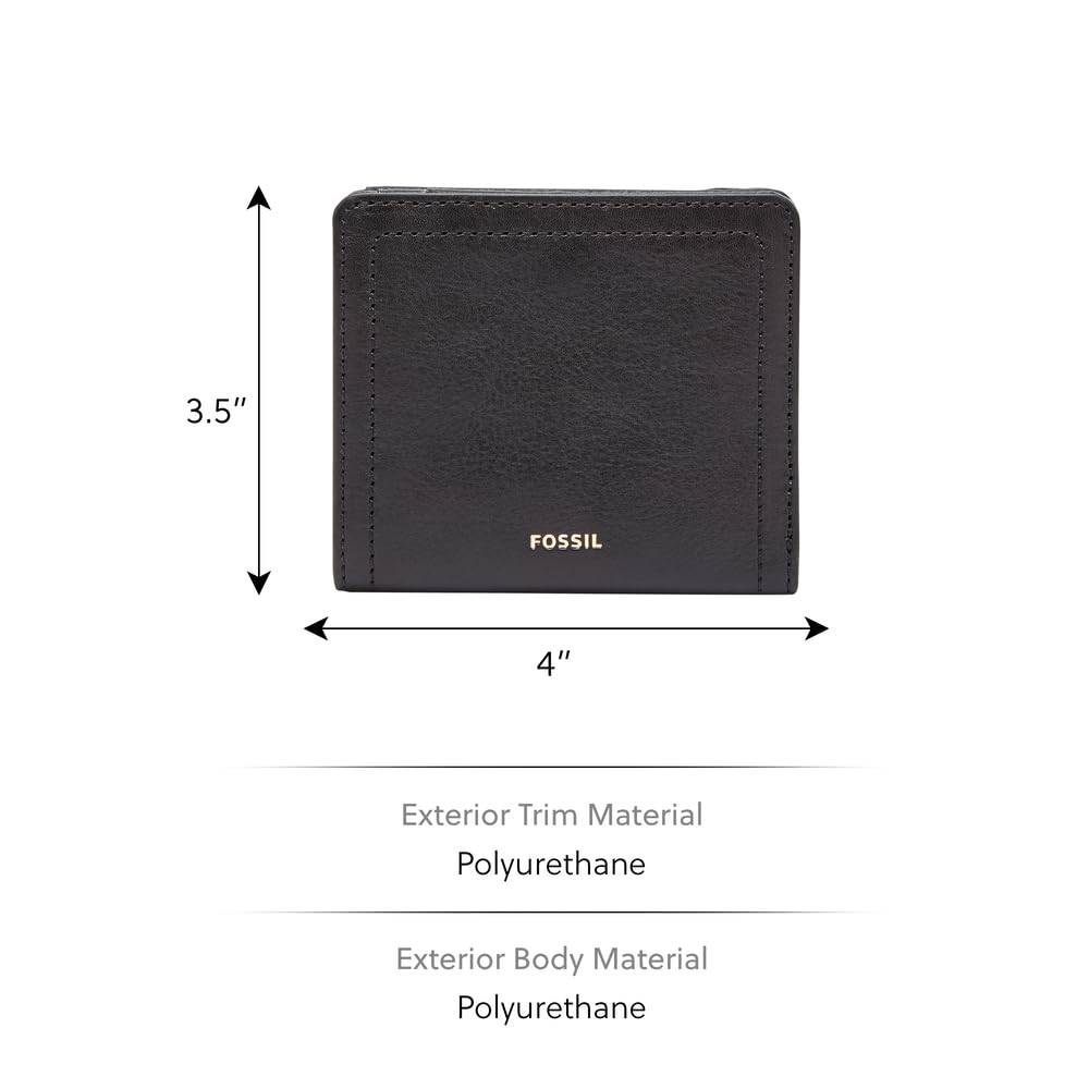 Fossil Zegarek damski Logan Small RFID Bifold portfel 10,2 cm dł. x 2,5 cm szer. x 8,9 cm wys, czarny, 10.16 cm x 2.54 cm x 8.89 cm