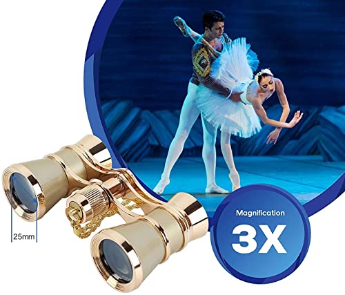 AiScrofa Opera Glasses Binoculars 3X25,Mini Binocular Compact Lightweight,with Chain for Adults Kids Women in Musical Concert - Thumbnail 6