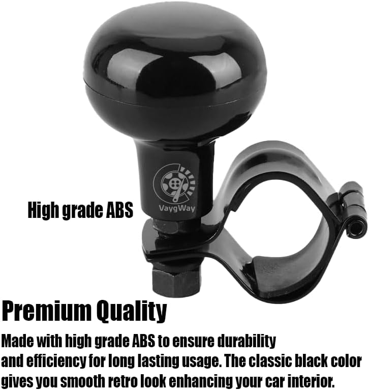 Miniatura 3 de Vaygway Perilla giratoria para volante de vehículo de ajuste universal, mango de potencia de bola suicida de automóvil negro, mango de potencia para