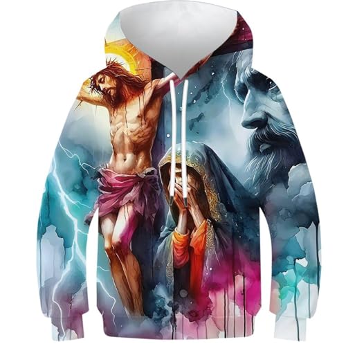Sweat à capuche religieux Jésus pour filles et garçons ados 12-14 ans