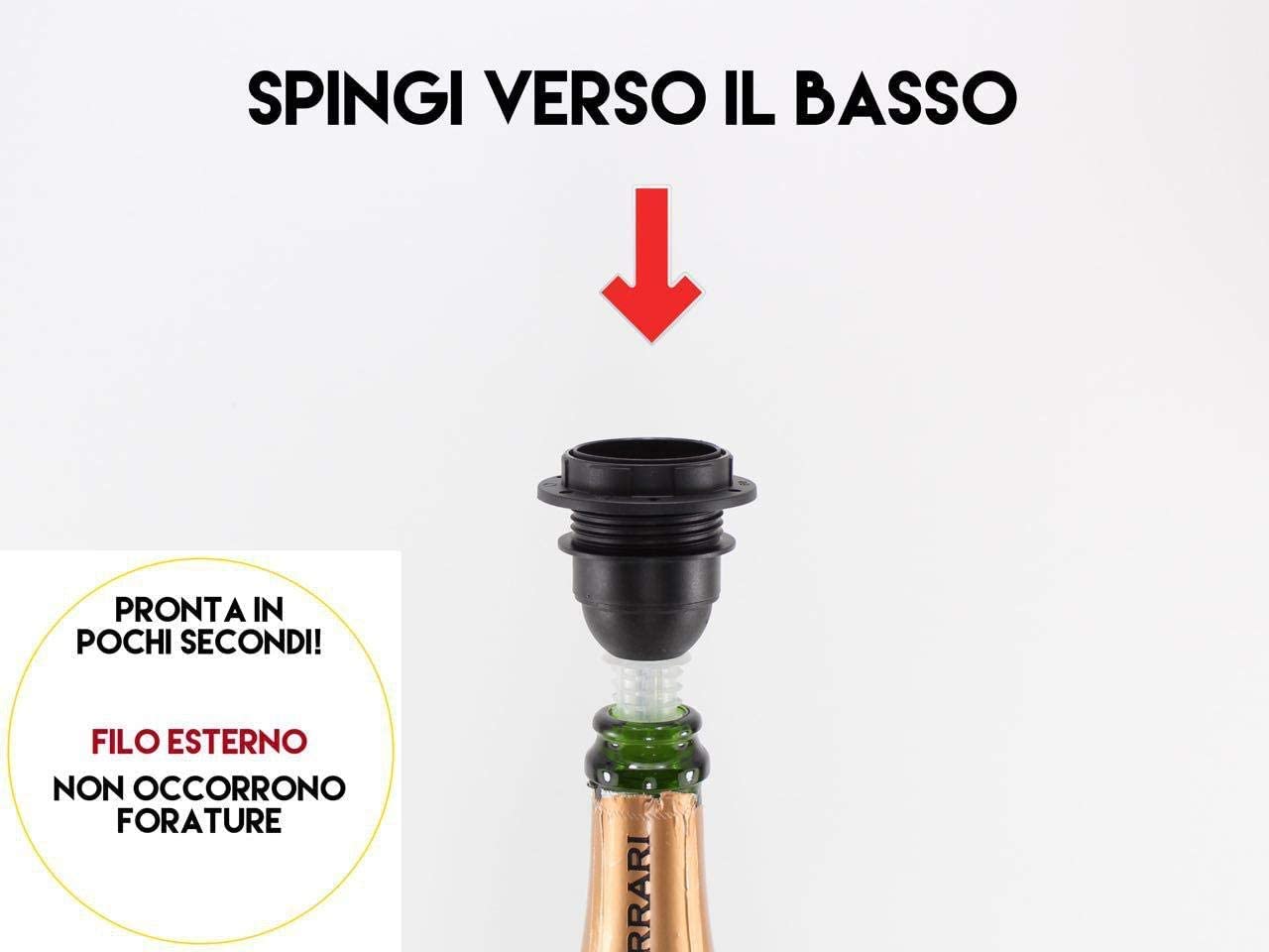 PARALUME PER LAMPADA BOTTIGLIA - - Kit lampada bottiglia, adattatore portalampada E27 ed E14 per bottiglia e paralumi