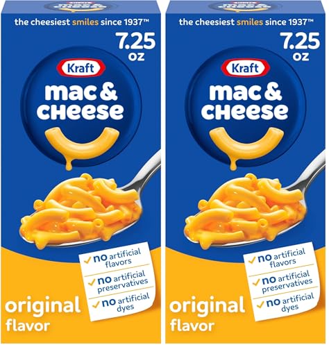 Image of Kraft Mac and Cheese, 1 Box, for Easy Dinner or Dinner Sides, Original Flavor, No Artificial Flavors, Preservatives or Dyes, 7.25 oz (Pack of 2)