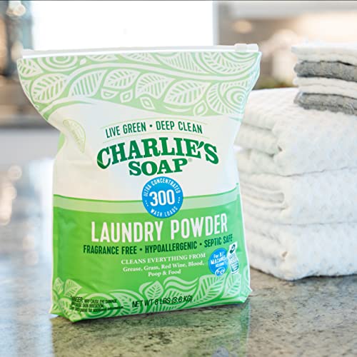 Charlie’s Soap Laundry Powder (300 Loads, 1 Pack) Fragrance Free Hypoallergenic Plant Based Deep Cleaning Laundry Powder – Biodegradable Eco Friendly Sustainable Laundry Detergent #TOP7