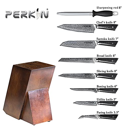 Foto von Perkin Damastmesser Küchenmesser Set Damaszener Klinge Scharfes Messer Damaststahl Profi Kochmesser Chefmesser