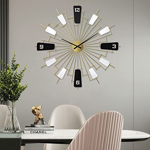21.6 Inch Metal Mid Century [Wall Clock] For Decor, Silenced & Minimalism, Battery Operated Quartz, Golden Perfect Wall Art For Living Room, Home, Hotel, Office #TOP4