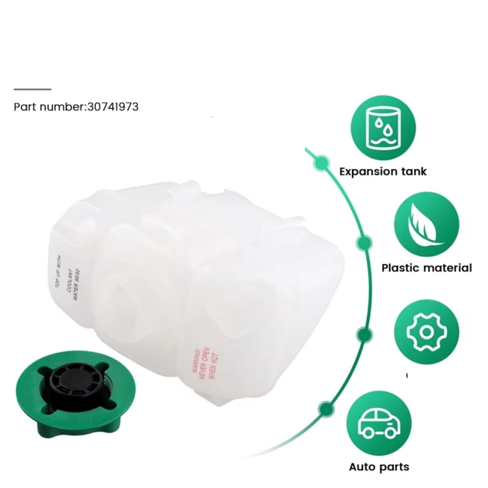 Compatibile Con Vovlo Per XC90 2003-2016 Per XC70 V70 2001-2008 30741973 Serbatoio Radiatore Serbatoio Espansione Liquido Raffreddamento Motore Con Tappo Vaschetta Radiatore