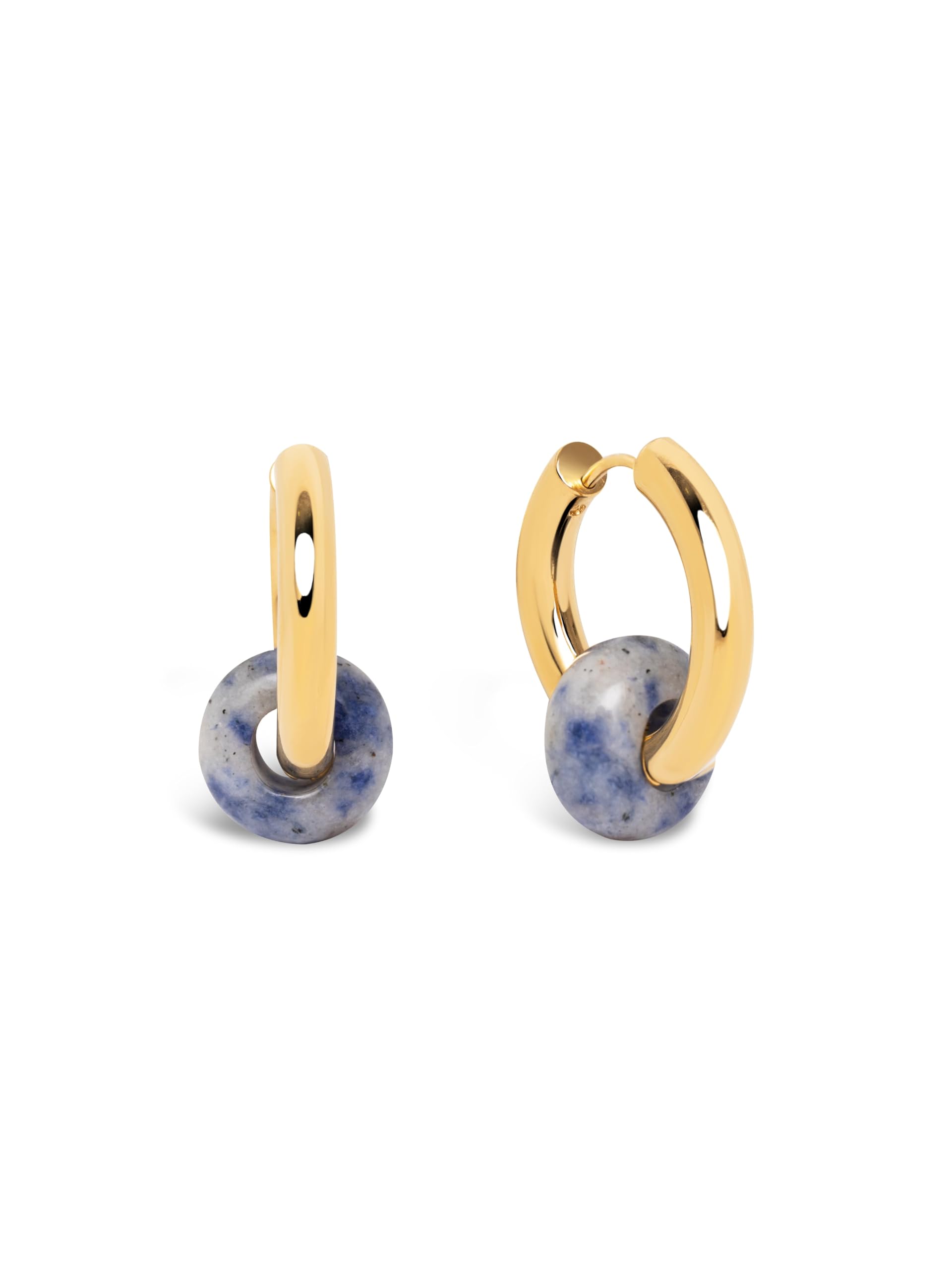 SINGULARU - Pendientes Aro Carmen True Marine. Acero con Acabado en Baño Oro de 18Kt y Piedras Naturales. Cierre Congo/Click. Joyas para Mujer en oferta en Amazon