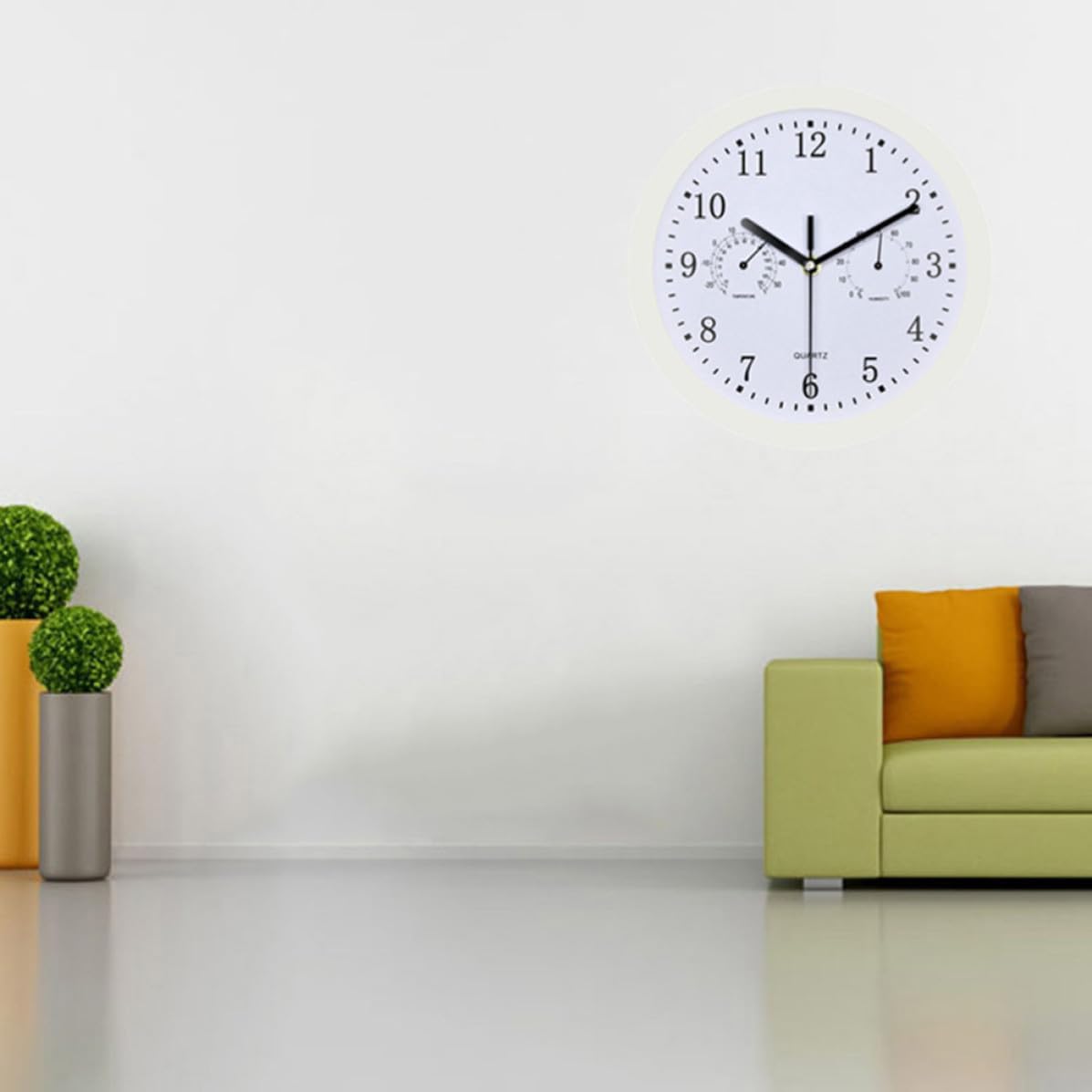 Wall Clock with Thermometer Hygrometer, Battery Operated Hanging Clock