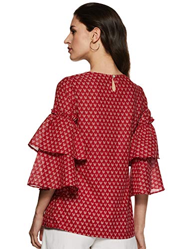 Image of BIBA Womens Round Neck Printed Top