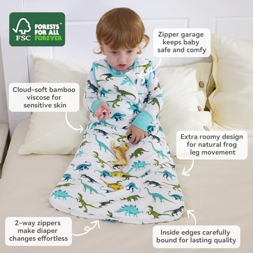 Image of babee Reshinee Bamboo Viscose Sleep Sack for Babies and Toddlers 1.0 Tog Wearable Blanket 2-Way Zipper Baby Shower Gifts
