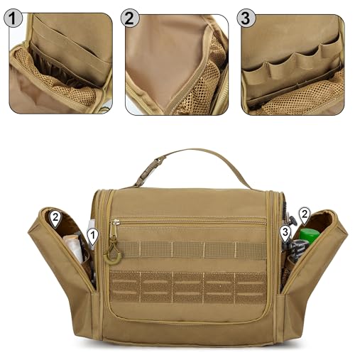 Image of Tactical Toiletry Bag for Men, Large Hanging Dopp Kit Hygiene Bag | Travel Toiletry Bag with Hook, Dry & Wet Pockets, Shower Bag for Toiletries, Grooming, Shaving Care & Travel Essentials