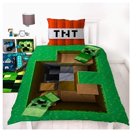 BrandMac Gamer Kinder-Bettwäsche-Set 135x200 80x80 Baumwolle Controller Player 3 Minecraft Bettwäsche Set für Jungen · Kinderbettwäsche 135x200 80x80 cm aus 100% Baumwolle · Grünes 3D Motiv mit Creeper Blöcken