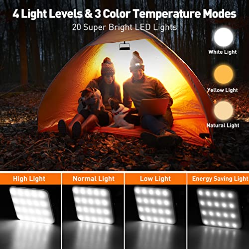 2 pack: LED camping lamp, Eventek power bank 10000 mAh and 800 lm rechargeable work light, up to 72 hours, with 5 light modes, battery lamp for emergency, for tent, camping, hurricane, hiking - Image 4