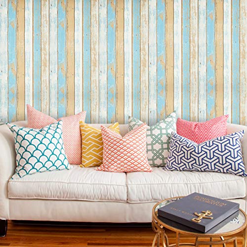 SUNBABY Peel and Stick Wallpaper Wood Wallpaper Self-Adhesive Removable Wallpaper Wall Decor for Home Refurbish Decoration (17.71’’ X 118.11’’) Three-Color Wood Grain Wall Paper