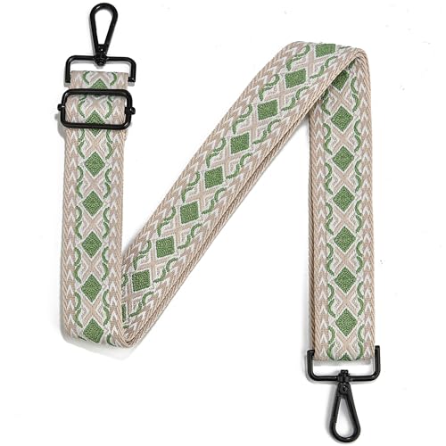 Image of Crossbody Straps for Purses Silver Hardware Purse Strap Wide Shoulder Strap Adjustable Replacement,Retro Jacquard Embroidery for Shoulder Bags, Canvas Tote Handbags