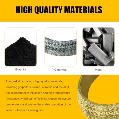 Image of ID 54mm Car Exhaust Gasket, High Grade Graphite Flange Gasket Seal Muffler Ring for Piping Connection, Leakproof Manifold Exhaust Donut Gaskets Replacement for SUV Truck RV