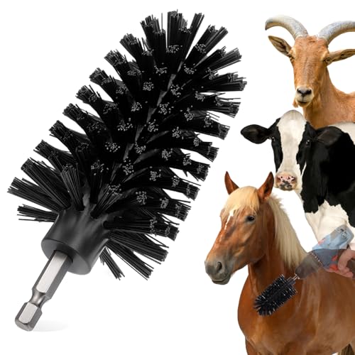 Livestock Scratching Brush for Grooming Horses, Goats, Pigs, and Cattle - Relieves Itching, Removes Dead Skin/Shedding Hair - Portable Drill Attachment for Daily Care 4.5 * 1 in