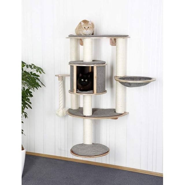 Foto 2 de 5 de Kerbl Dolomit Tofana Pro - Árbol de Pared para Gatos (112 x 103 cm), Color Gris