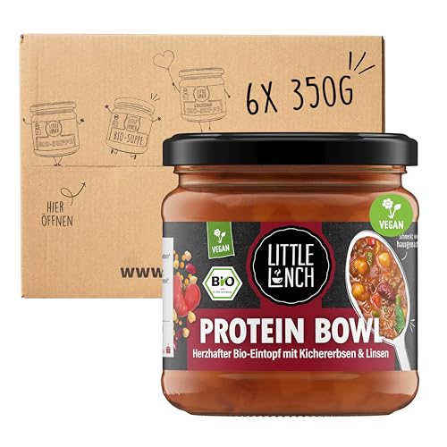 Little Lunch Bio Protein Bowl | Protein Essen | Bohneneintopf | 100% Bio-Qualität | Vegan | Ohne zugesetzten Zucker | Laktosefrei | Keine künstlichen Zusätze | 6 x 350g