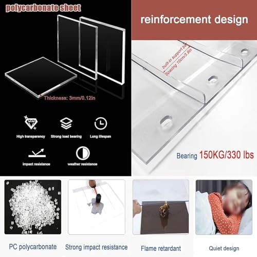 Auvent de porte d'entrée en polycarbonate transparent extensible contre la pluie - 4