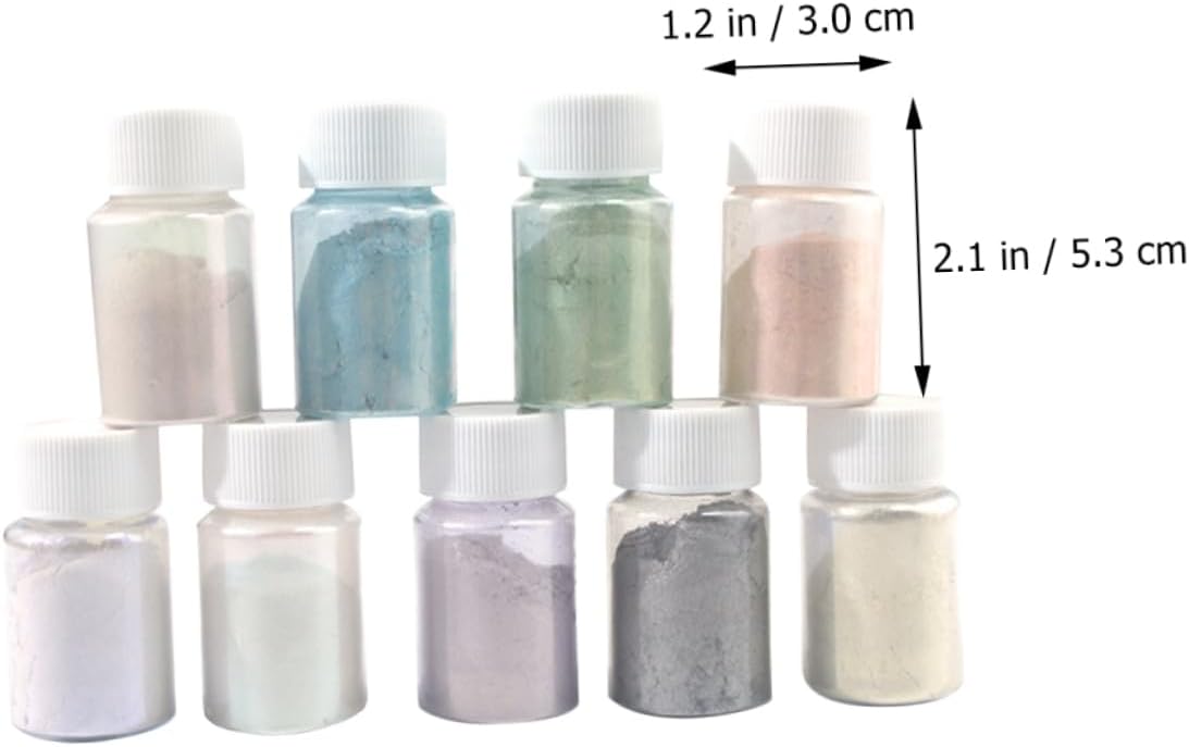 NUOBESTY 9Pcs Cosmetic Grade Mica Powder Pigment Set for DIY Crafts and Soap Making Iridescent Color Pigments with Pearlescent Effects Safe for Skin and Epoxy Resin Projects