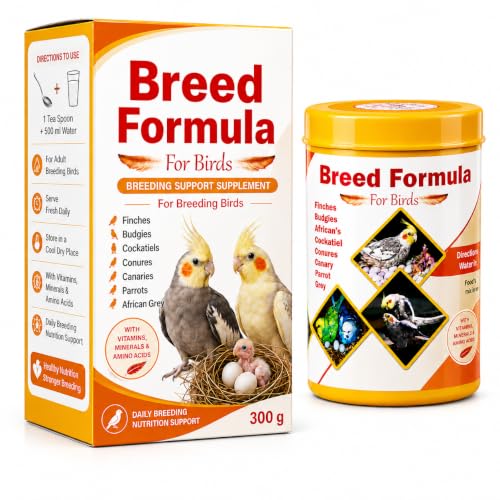 Image of Breeding Formula for Birds | Fertility & Egg Production Support Supplement | for Cockatiel, Budgies, Lovebirds, Conures, Finches, Canaries & African Grey (300 Grams)