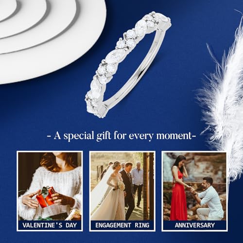 Moissanite Wedding Bands for Women, Moissanite Engagement Rings for Women 925 Sterling Silver Ring Stackable Promise Rings for Her Travel Wedding Ring Size 3-104