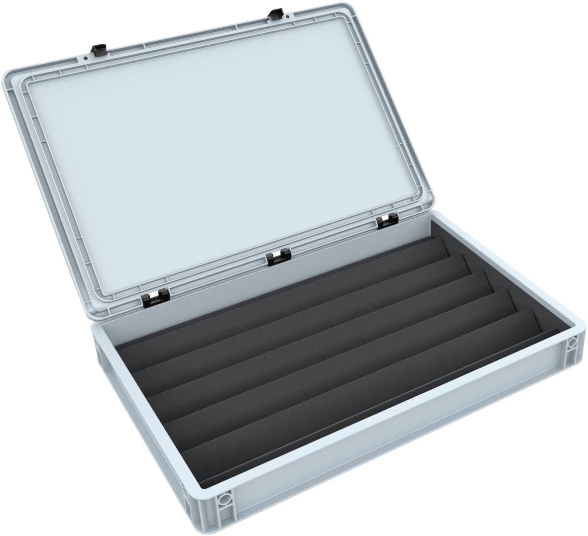 Feldherr H0 Model Railway 3-in-1 System - 60x40 Eurobox with V-Shaped Train Tray for Storage, Display & Transport - Made in Germany