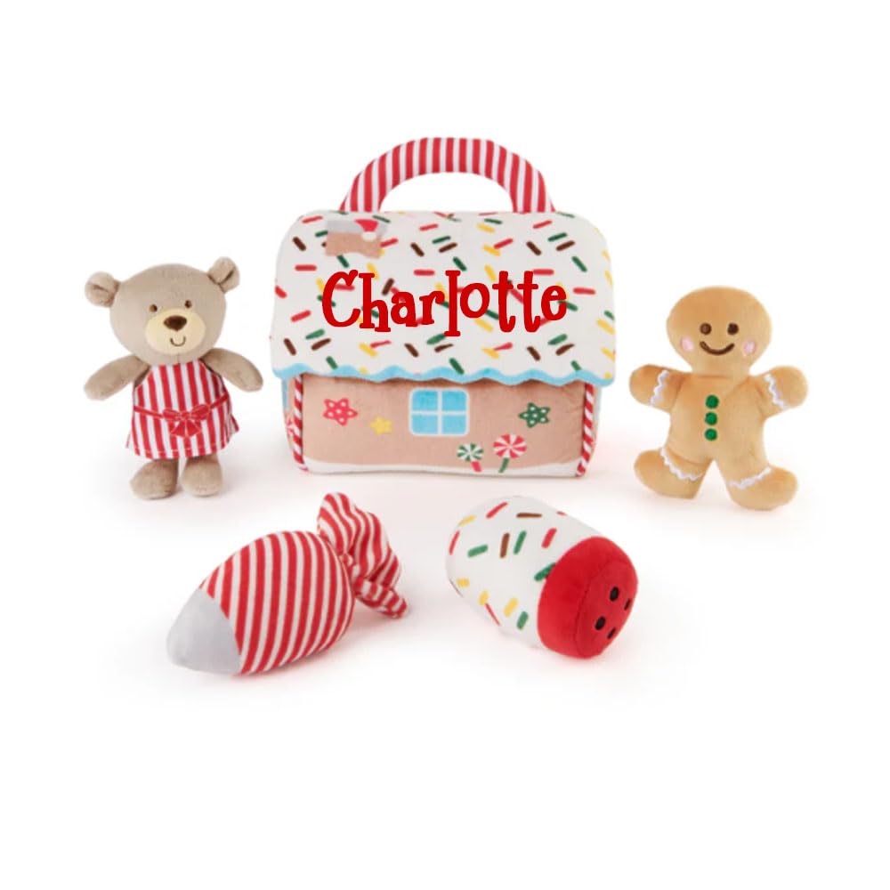 Personalized My First Sound Toys and Bag Sets Plush Stuffed Playsets for Boys and Girls (Personalized Gingerbread House Playset)