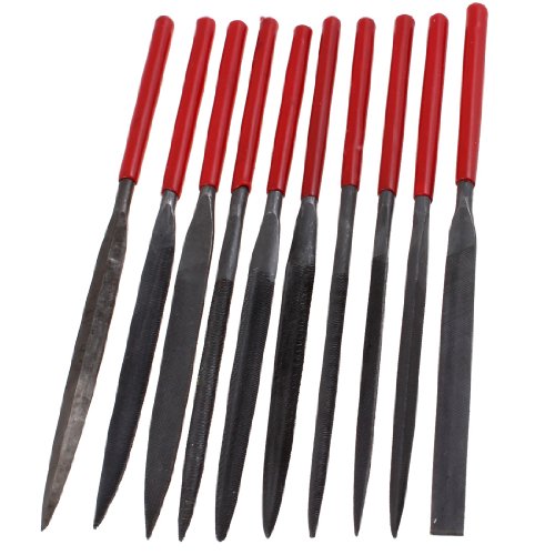 Aexit 10 Pcs Operated Tools Tools Red Plastic Metal Drill Hole Warding Checkering Files Model:38as352qo223