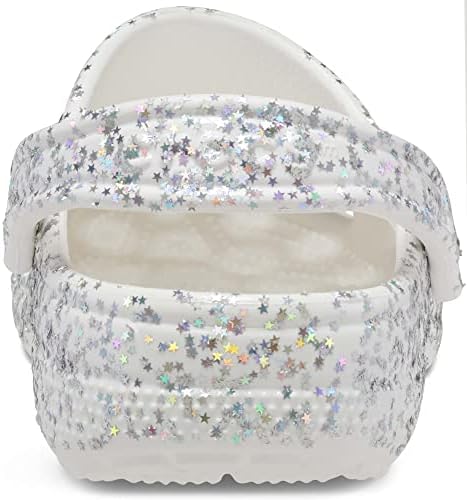 Crocs Unisex Classic Sparkly Clog, Metallic and Glitter Shoes, White/Silver, Numeric_12 US Men | Image 1
