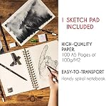 Zenacolor 19-Piece Drawing Kit with Sketchbook – Art Supplies for Beginners & Artists – Includes Drawing Pencils, Charcoal Pencils, Graphite Pencil, Charcoal Sticks, Accessories & 100-Page Sketchbook