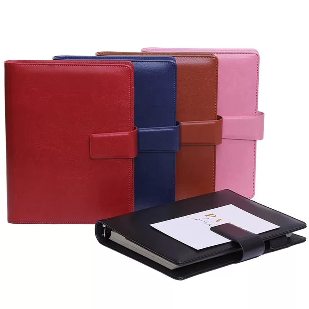 Cartella per Documenti in Pelle A4, Portafoglio in pelle PU, raccoglitore ad anelli, copertina per quaderno ricaricabile A5/B5, agenda personale, raccoglitore economico con chiusura a fibbia magnetic