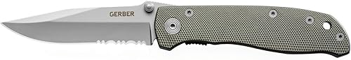 Gerber Gear Air Ranger - Navaja de bolsillo plegable para caza y exteriores, hoja de borde dentado, color gris