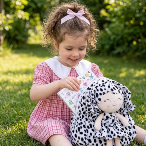Image of Gloveleya Toddler Backpack Baby Girl Gifts Plush Curly Hair Doll Animal Edition Backpack - White with Black Spots 11''