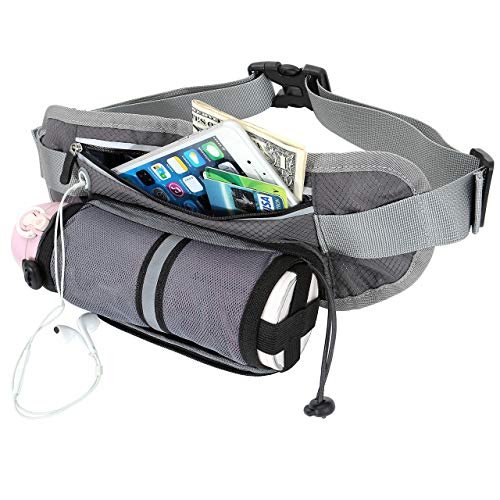 Faletony Unisex Bauchtasche, Outdoor Sport Trinkflasche Gürteltasche Hüfttasche Joggen Flach Tasche für Damen Herren, Schwarz/Grau/Blau/Pink (Grau)