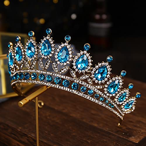 Couronne De Mariée Strass Bleu - Diadème Élégant Pour Mariage, Fête Et Photoshoot