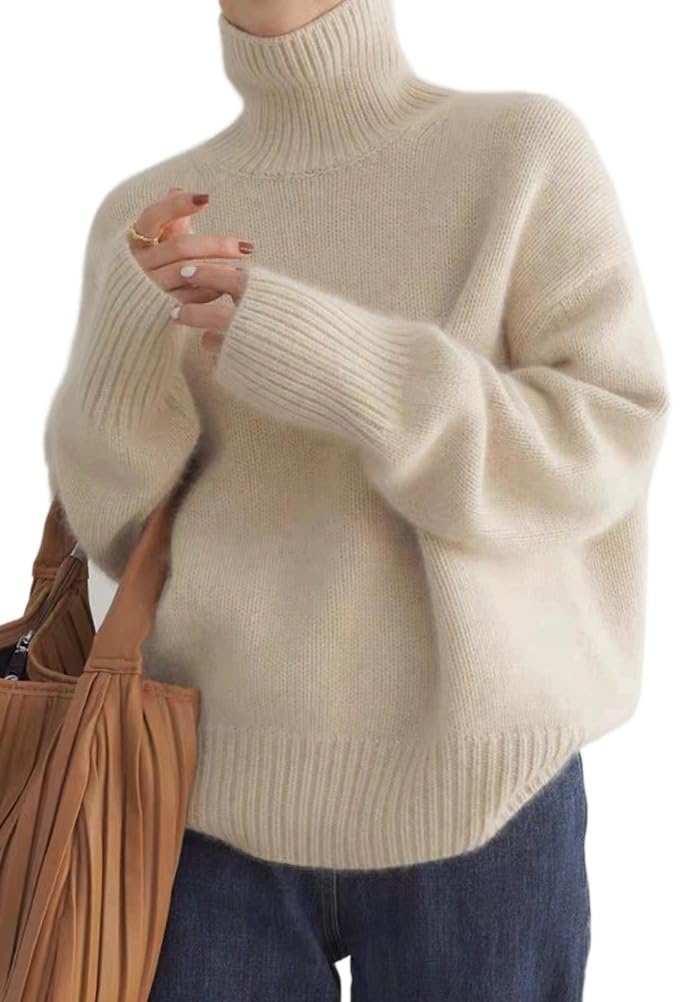 Turtleneck Sweaters for Women Long Sleeve Knit Jumpers Fall Winter Chunky Soft Warm Trendy Pullover Basic Top