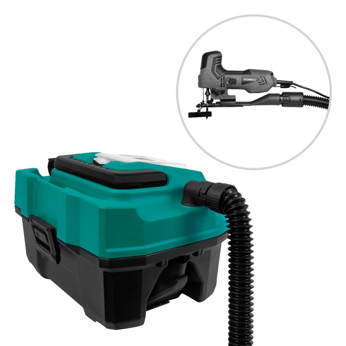 VONROC Aspiratore portatile multifunzione 20V | accessori inclusi | Batteria 2.0Ah e caricatore rapido inclusi