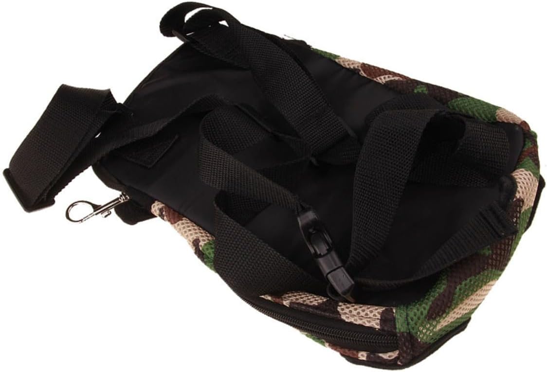 Yardwe Adjustable Pet Chest Bag with Breathable Mesh and Safety Hook Comfortable Out Shoulder Carrier for Dogs and Cats Army Camouflage Travel Backpack S